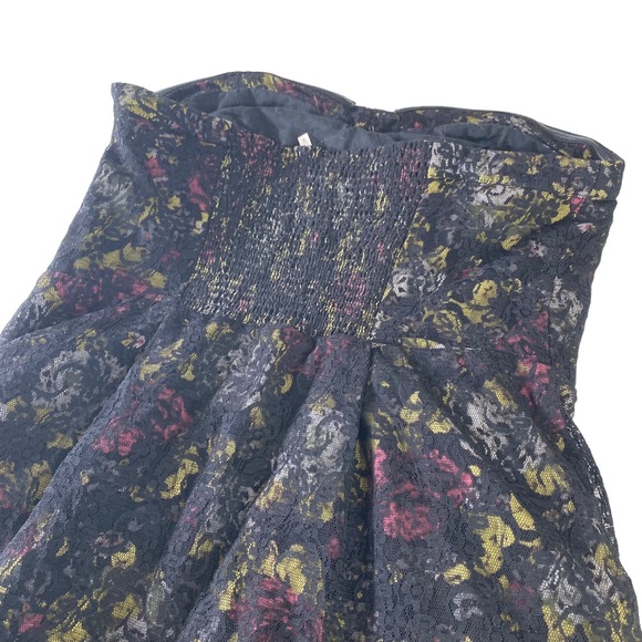 Free People Women's Mini Halter Dress Black Floral Lace Size 2 Lining Party. - Picture 8 of 14